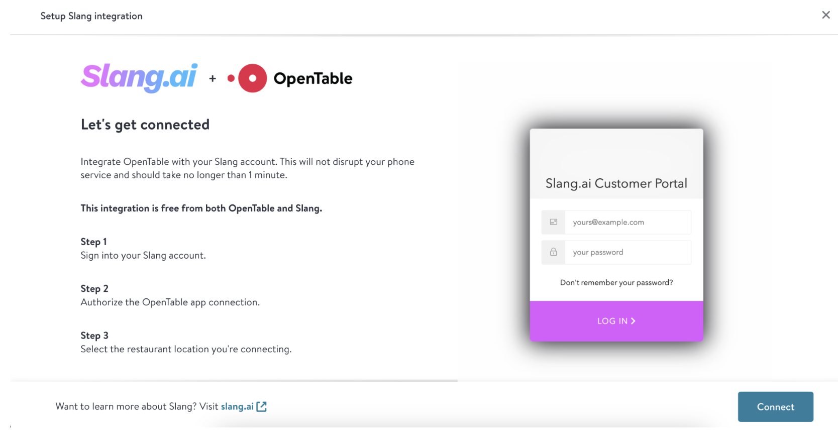 Getting Started with the OpenTable x Slang Integration